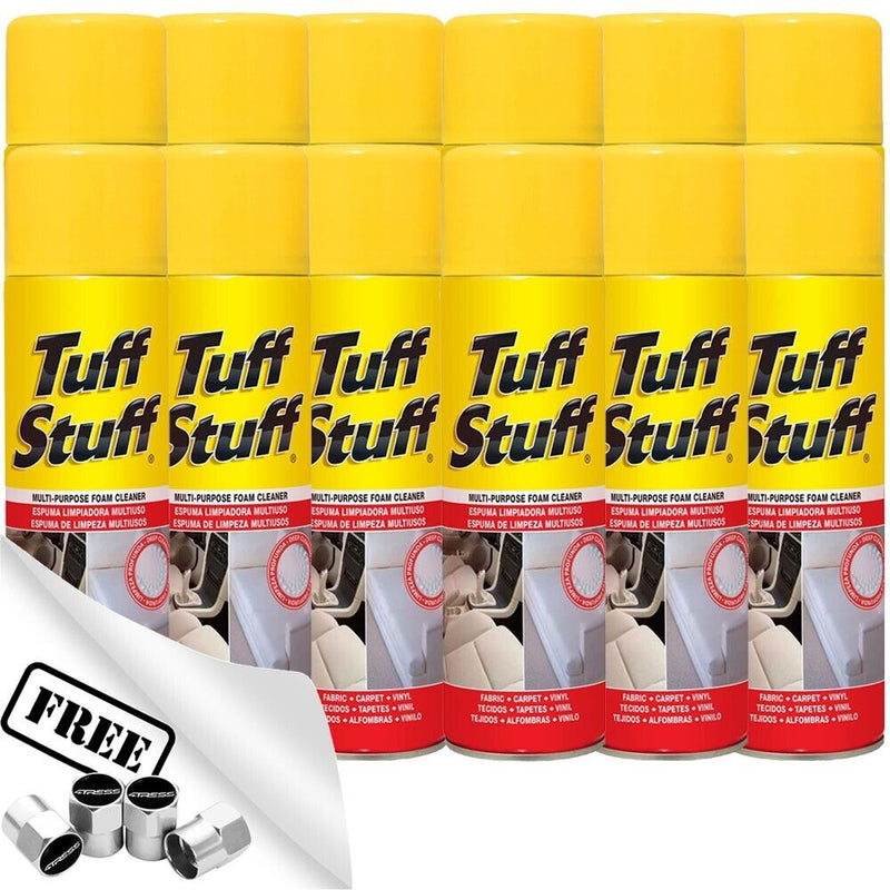 12x Tuff Stuff Car Interior Upholstery Seats Carpet Multi Purpose Foam Cleaner +Caps