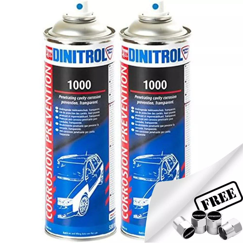 2 x DINITROL 1000 Car Underbody Clear Corrosion Cavity Protection SPRAY +CP