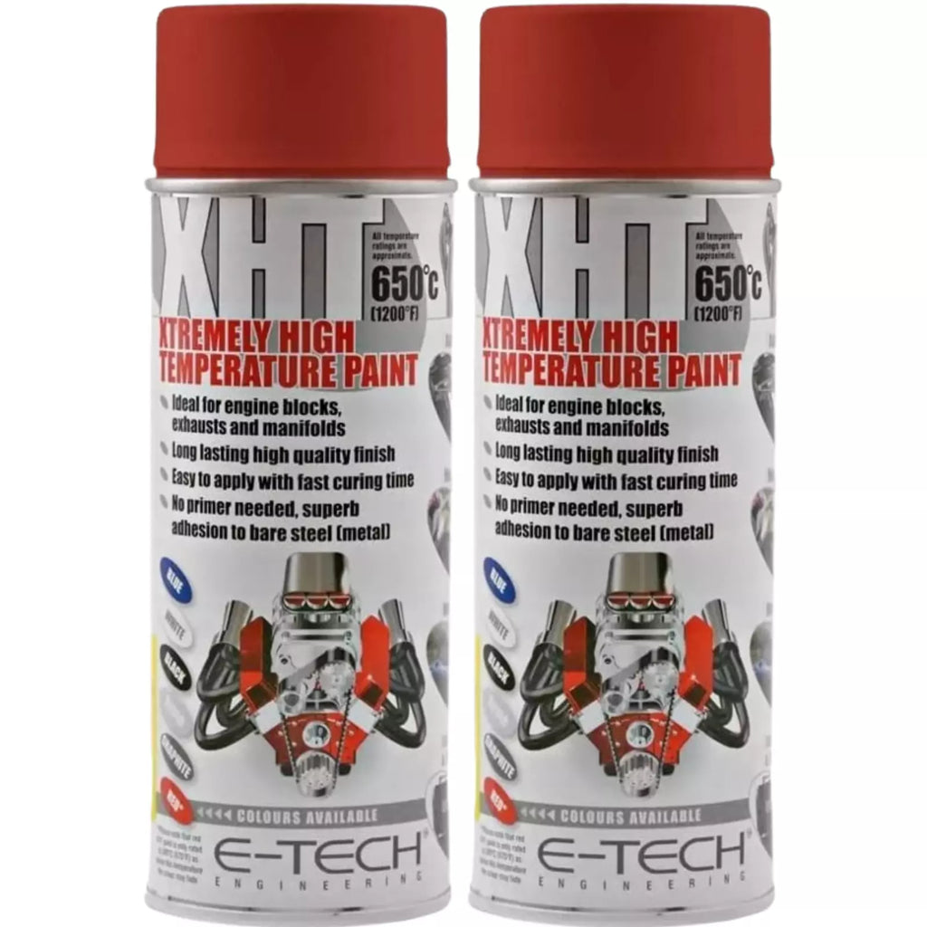 2 x E-Tech RED High Temperature XHT VHT Spray Paint Engine Block Exhaust