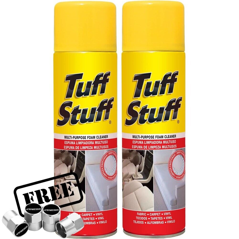 2x Tuff Stuff Car Interior Upholstery Seats Carpet Multi Purpose Foam Cleaner +Caps