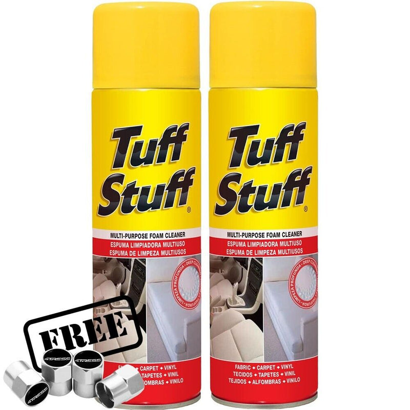 2x Tuff Stuff Car Interior Upholstery Seats Carpet Multi Purpose Foam Cleaner +Caps