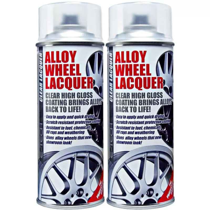 2x E-Tech Clear Alloy Wheel Lacquer Chip Resistant Car Wheel Refurbish 400ml Can
