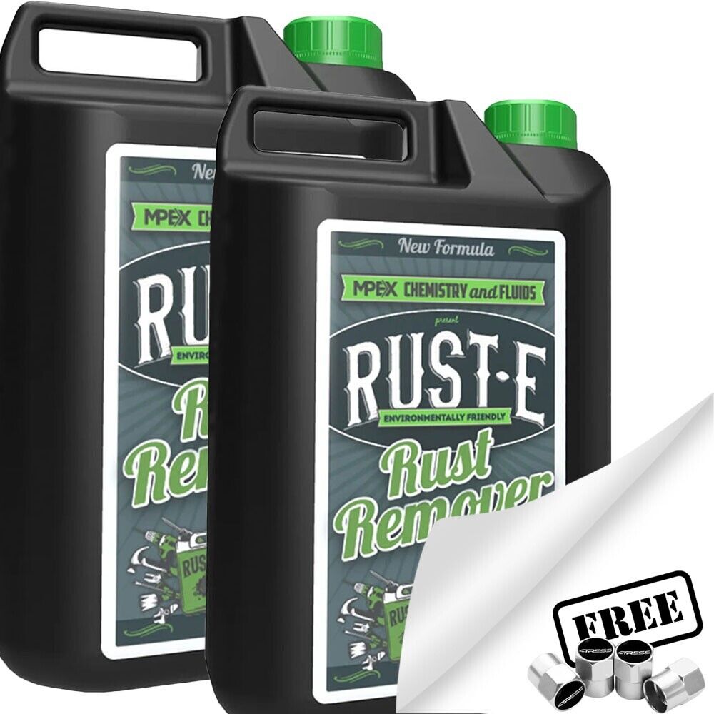 2x Rust-E Rust Remover Fluid Non Corrosive Or Toxic Biodegradable Solution 10L +Caps