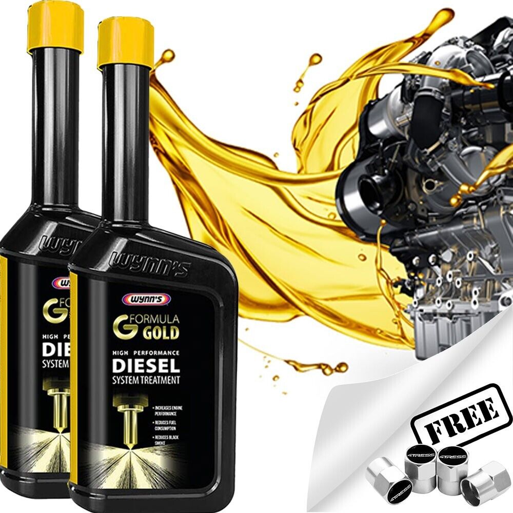 2 x Wynn's Formula Gold Diesel Car Fuel Engine Injector Smoke Treatment +Caps