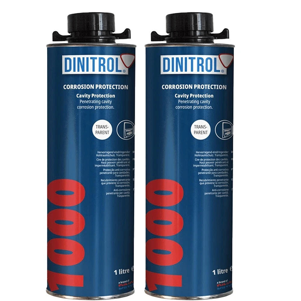 2x DINITROL 1000 Car Underbody Transparent Corrosion Protection 1 L