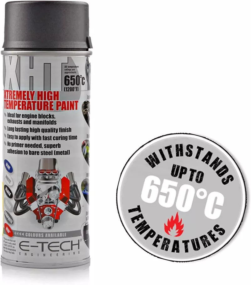 2x GRAPHITE Hi Temperature XHT VHT Spray Paint + 1x Lacquer Engine Block Exhaust +Caps