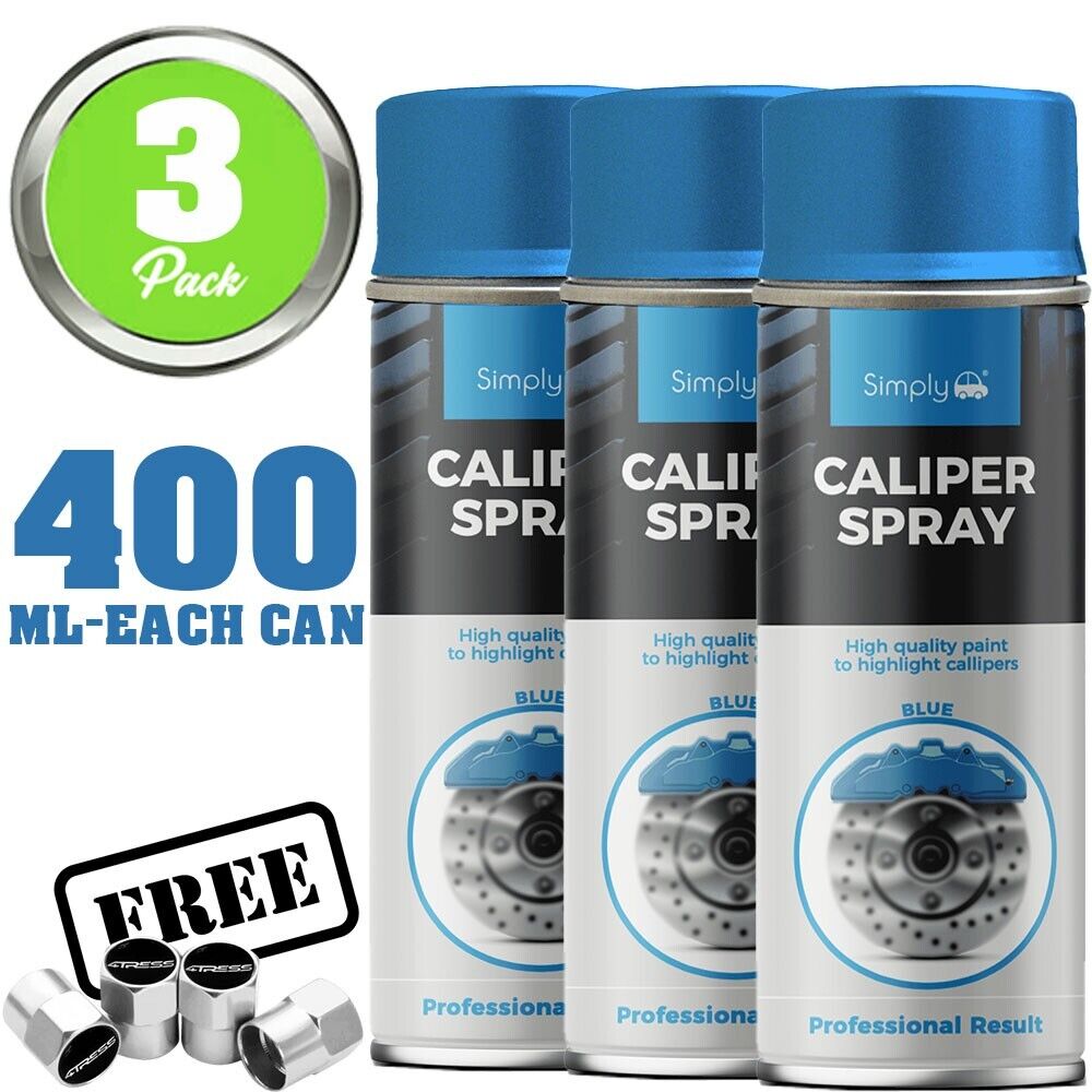 3 x Car Brake Caliper BLUE Spray Paint Heat Resistant High Quality +Caps
