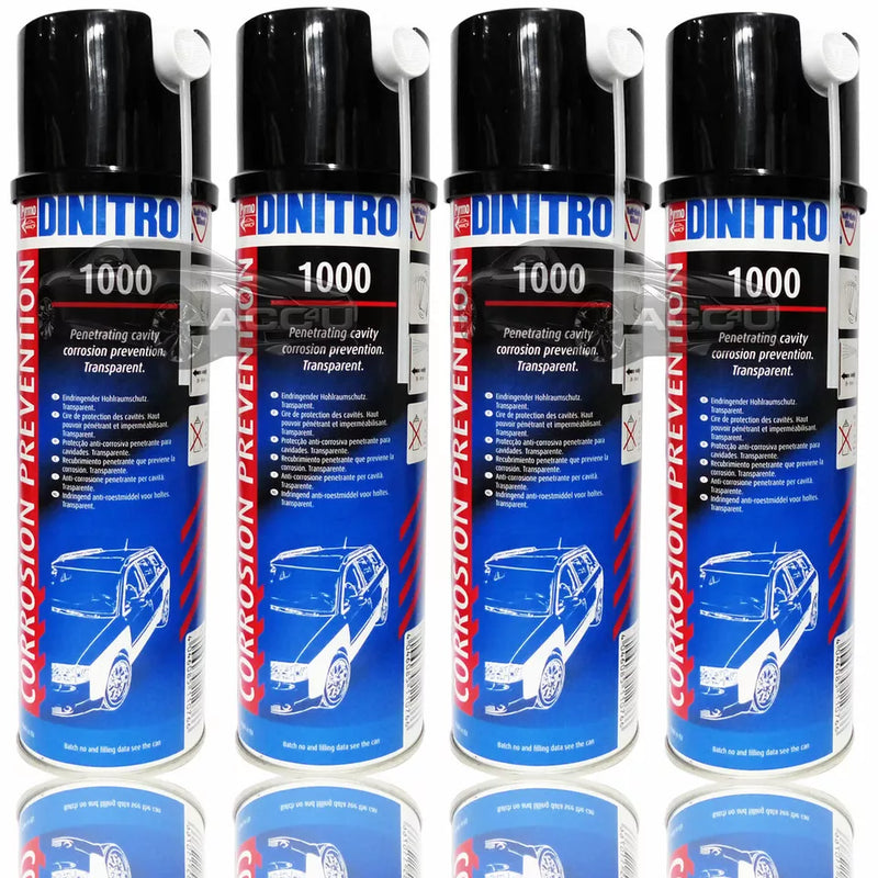 4 x DINITROL 1000 Car Underbody Clear Corrosion Cavity Protection SPRAY +CP