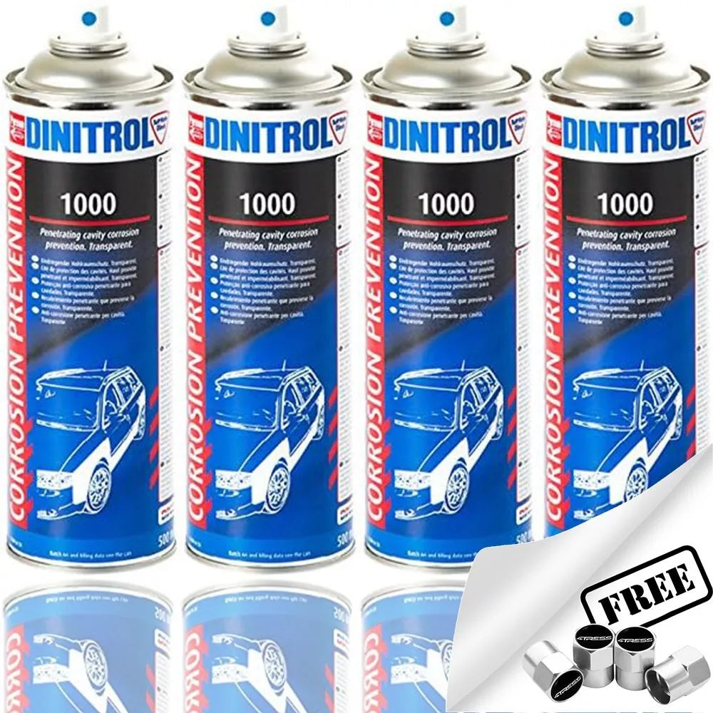 4 x DINITROL 1000 Car Underbody Clear Corrosion Cavity Protection SPRAY +CP