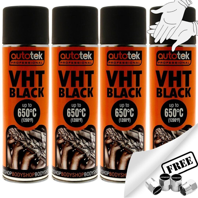 Autotek VHT Black Spray Paint 4 cans