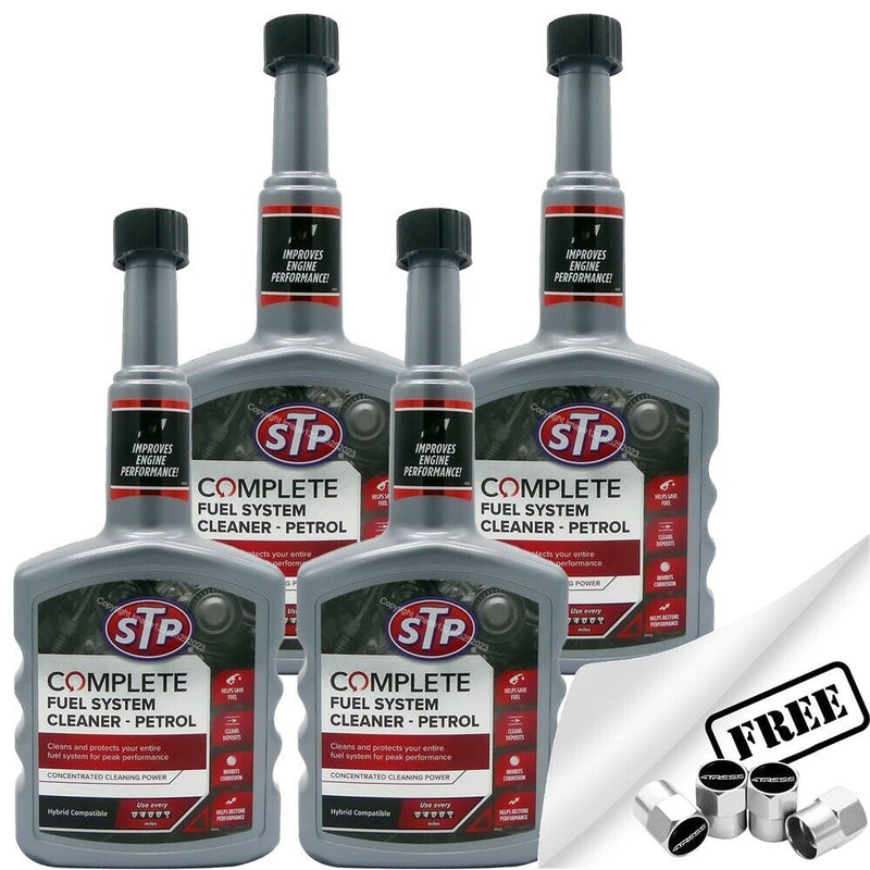 4x STP Car Petrol Engine Complete Fuel System Cleaner Performance +Caps