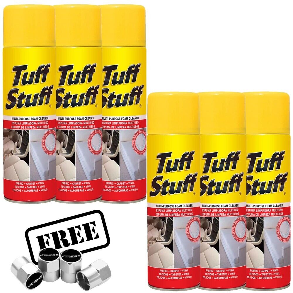 6x Tuff Stuff Car Interior Upholstery Seats Carpet Multi Purpose Foam Cleaner +Caps
