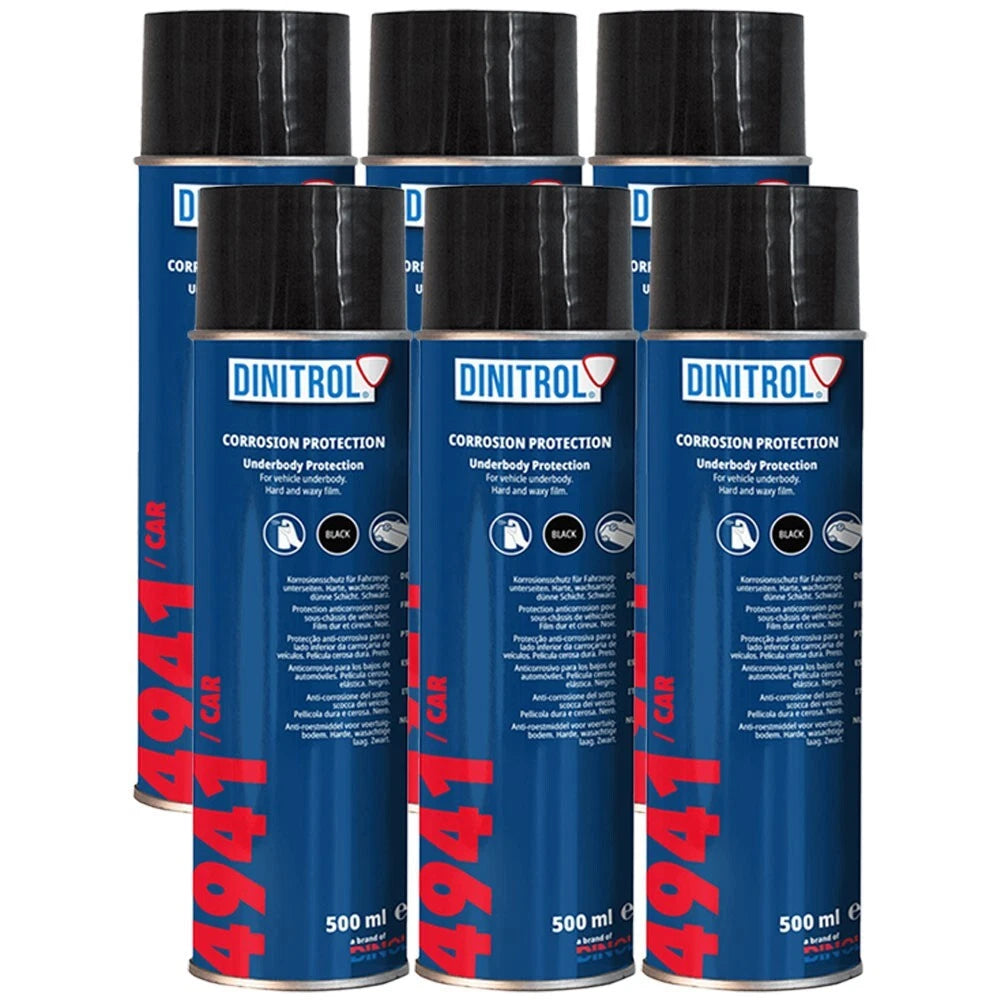 6x Dinitrol 4941 Black Chassis Wax Under Body Rust Proofing Aerosol SPRAY
