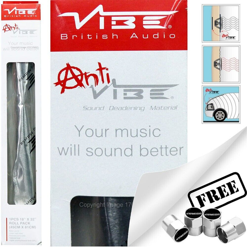 Anti Vibe Car Audio Door Panels Bonnet Sound Deadening Proofing Material Roll Sheet +Caps