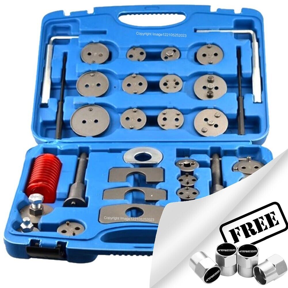 Streetwize 35 Pcs Carbon Steel Car Brake Caliper Piston Rewind Wind Back Tool Kit Set +Caps