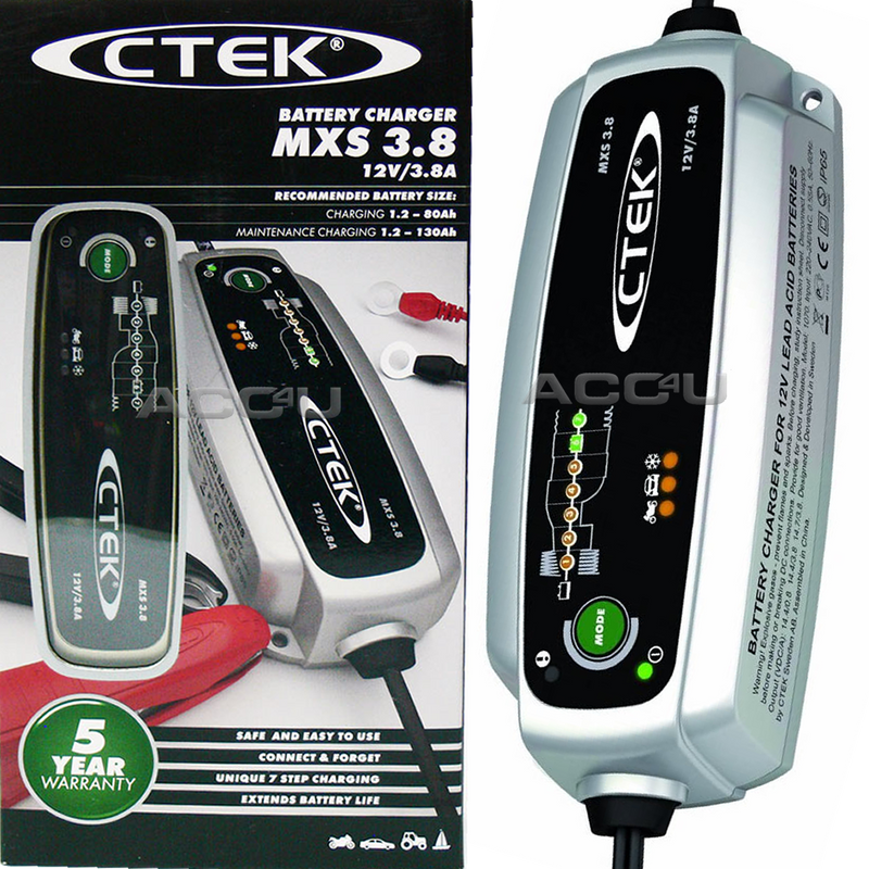 CTEK MXS 3.8 12v 3.8A Car Van Bike Boat 7 Stage Automatic Smart Battery Charger