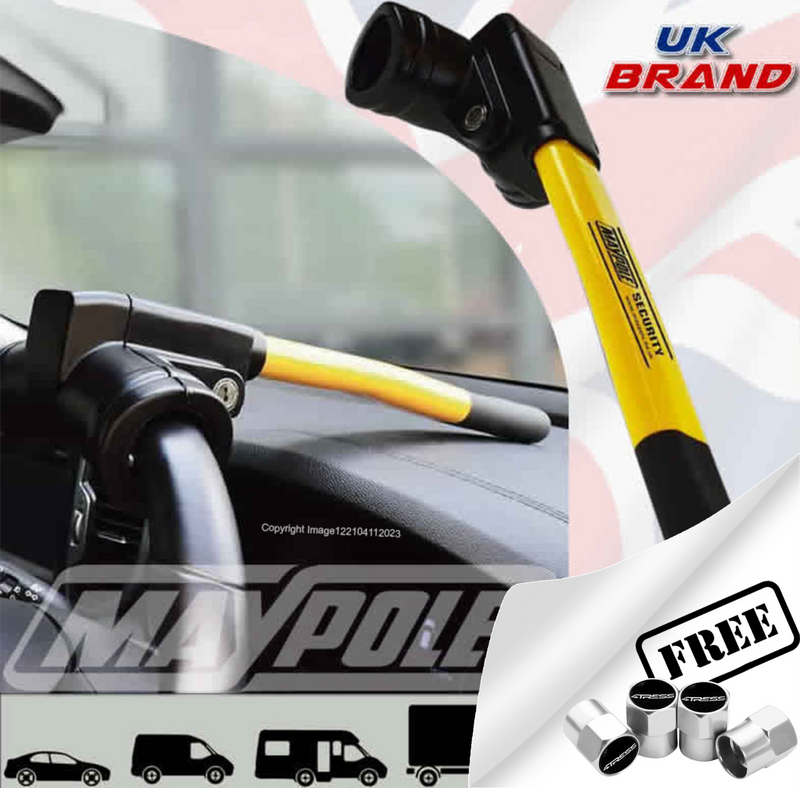 Maypole MP9045 Car Dash Dashboard Anti Theft High Security Steering Wheel Lock +Caps