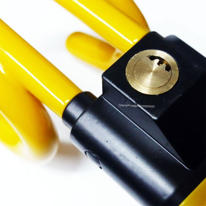 Car Van Twin Bar Double Claw Anti Theft High Security Yellow Steering Wheel Lock +Caps