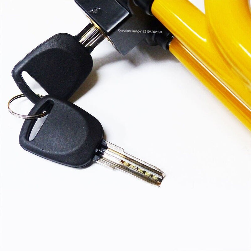 Car Van Twin Bar Double Claw Anti Theft High Security Yellow Steering Wheel Lock +Caps