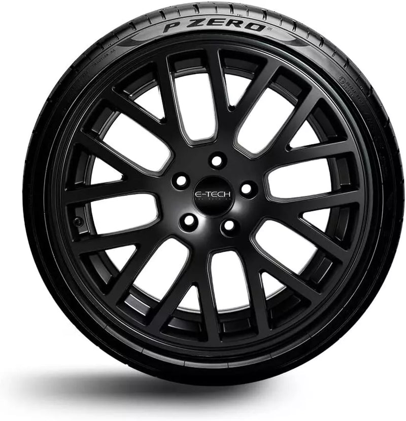 E-Tech BLACK Car Alloy Wheel Spray Paint + Clear Lacquer + Self Etch Primer Package + Caps