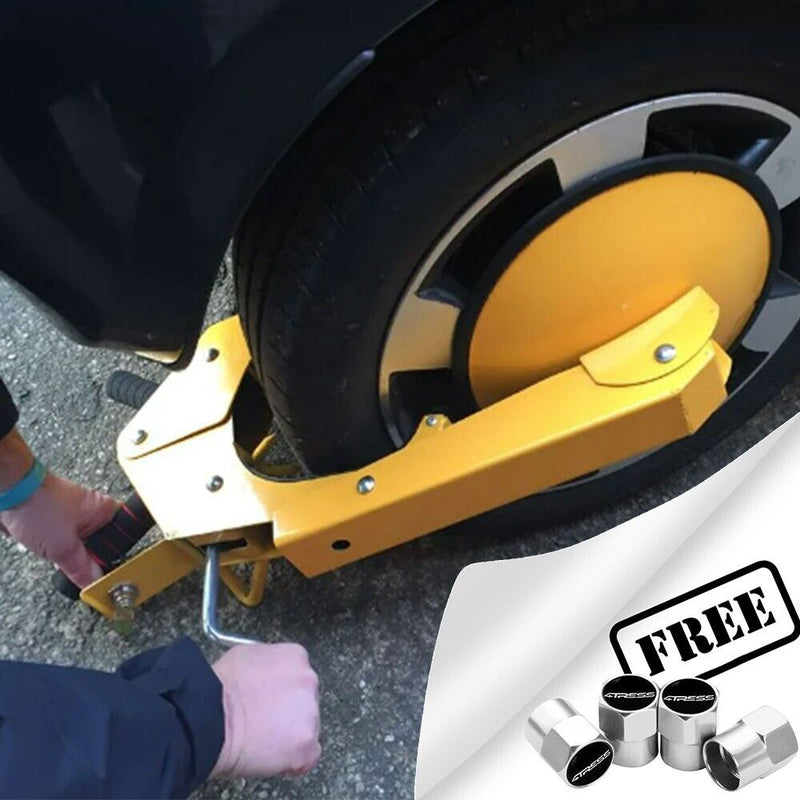 Car Van Caravan Motorhome Anti Theft High Security Full Face Wheel Clamp +Caps