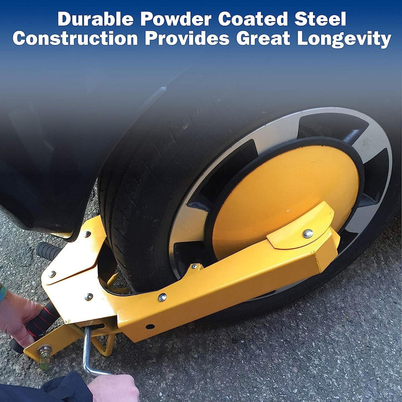 Car Van Caravan Motorhome Anti Theft High Security Full Face Wheel Clamp +Caps