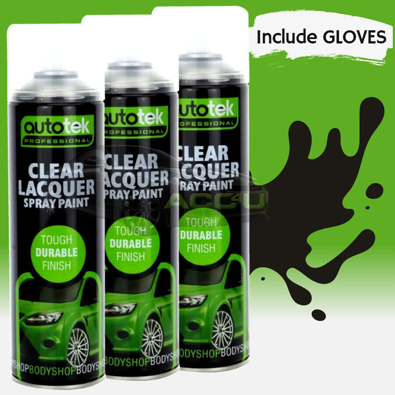 3 x Autotek GLOSS CLEAR LACQUER Spray Paint Professional Bodyshop Cans +G+C✅