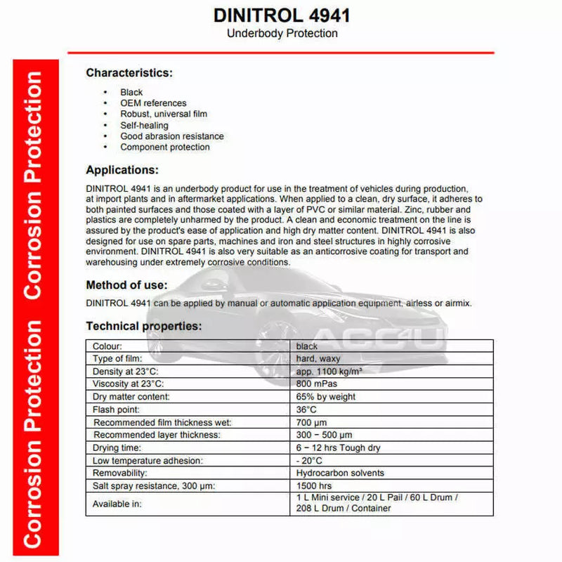 2x Dinitrol 4941  Black Chassis Wax Under Body Rust Proofing Aerosol SPRAY