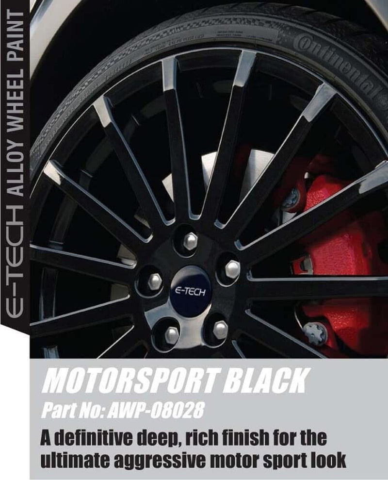 4x E-Tech Black Alloy Wheel Spray Paint Car Wheels Refurbishment 400ml +Caps