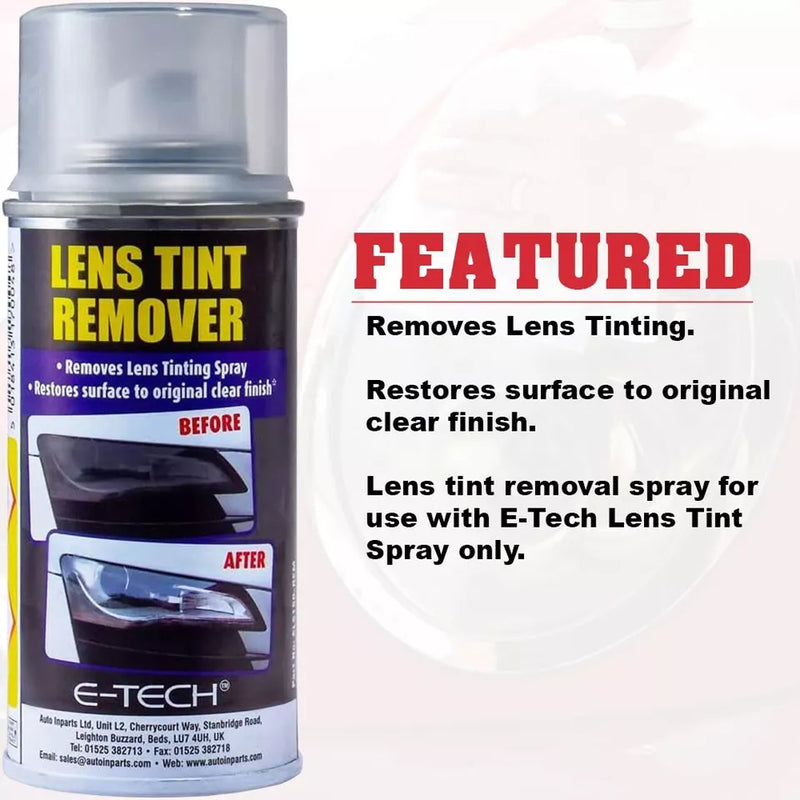 E-Tech Car Tail Light Lamp Glass Plastic Lens Colour Tinting TINT REMOVER Spray Can