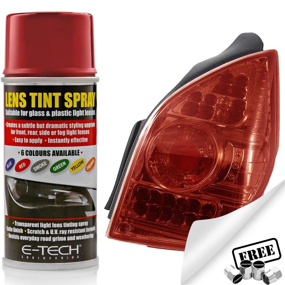 E-Tech Car Headlight Tail Light Lamp Glass Plastic Lens RED Tint Tinting Spray Can +Caps