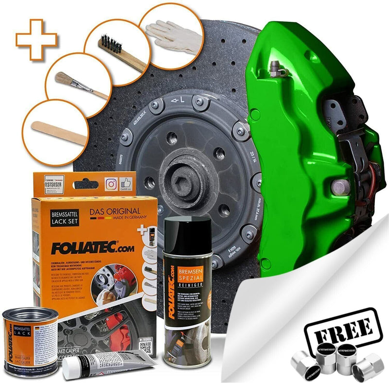 Foliatec Power Green 2166 Car Bike Engine Brake Caliper High Temp Paint Lacquer Kit +Caps