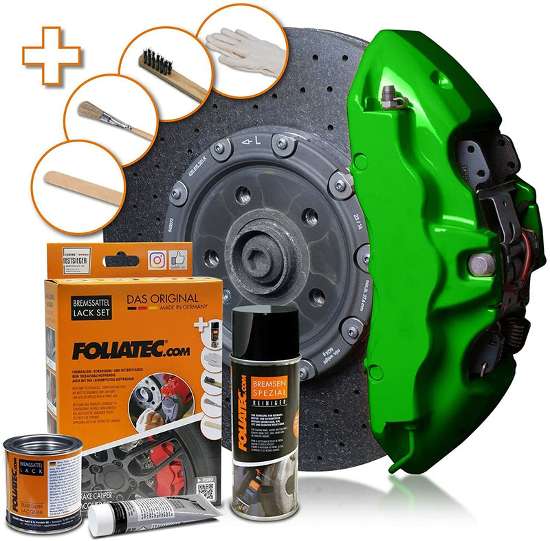 Foliatec Power Green 2166 Car Bike Engine Brake Caliper High Temp Paint Lacquer Kit +Caps