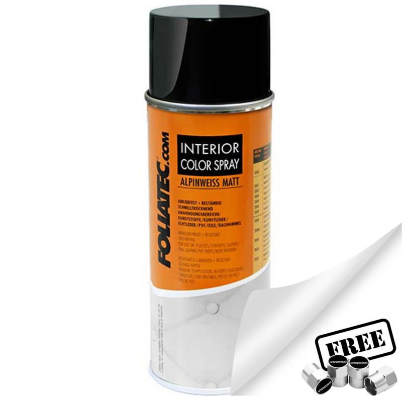 Foliatec White Color 2001 Car Interior Dashboard Door Plastic Vinyl Spray Paint +Caps
