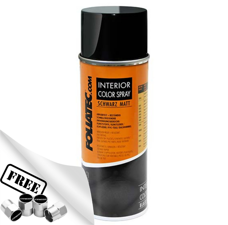 Foliatec Matt Black Color 2002 Car Interior Dashboard Door Plastic Vinyl Spray Paint +Caps