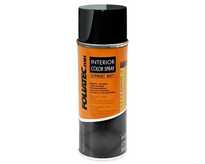 Foliatec Matt Black Color 2002 Car Interior Dashboard Door Plastic Vinyl Spray Paint +Caps