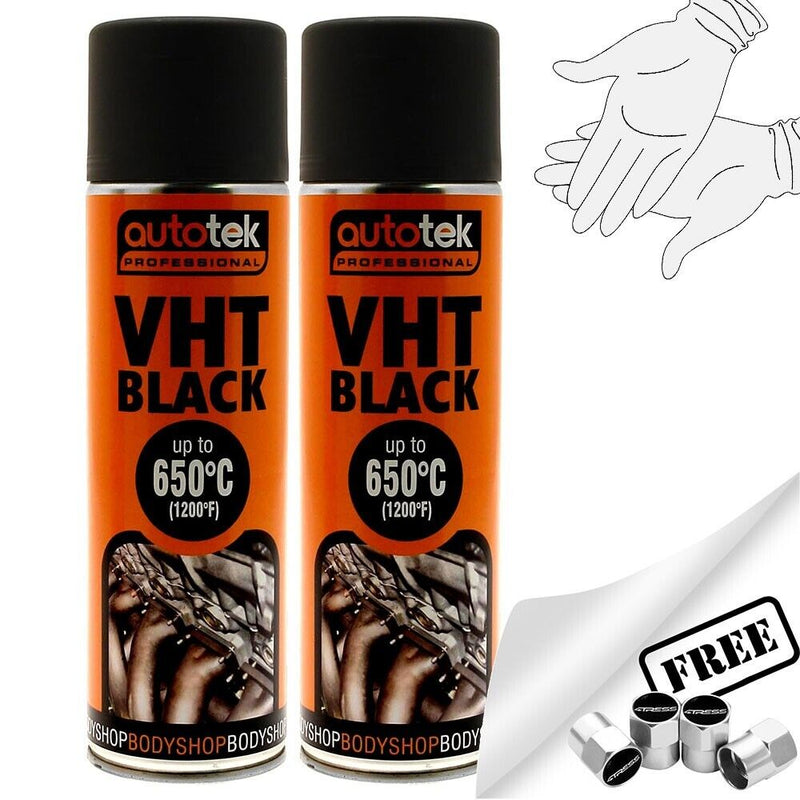 Autotek VHT Black Spray Paint 2 cans