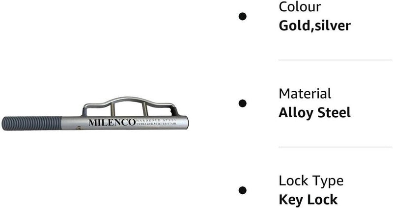 Milenco 4TRESS Design Sold Secure Gold Car Van Silver Steering Wheel Lock +Version +Caps