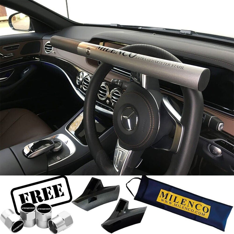 Milenco 4TRESS Design Sold Secure Gold Car Van Silver Steering Wheel Lock +Version +Caps