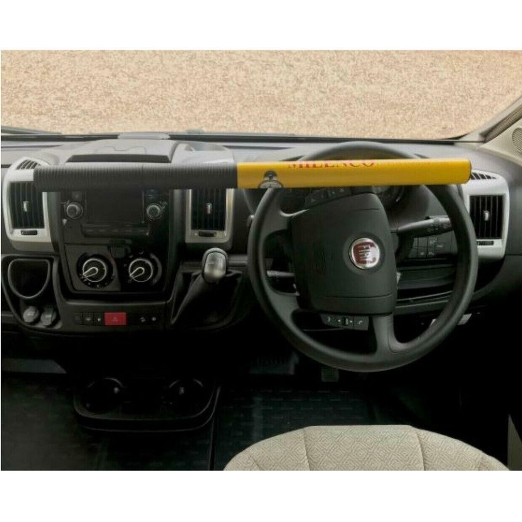 Milenco Commercial Van 4x4 Sold Secure Gold High Security Yellow Steering Wheel Lock +Caps