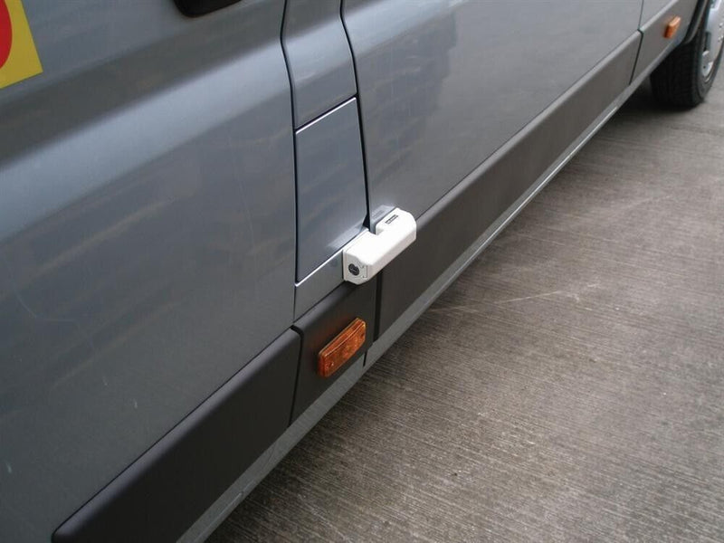 Milenco Van High Security WHITE Door Lock For Sliding Side & Rear Doors +Caps