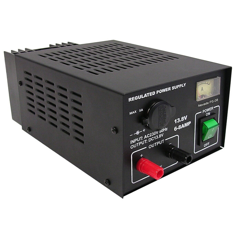 Nevada 12v CB Radio Home Power Supply 230v to 13.8v DC 6-8A Switching PS08 +Caps
