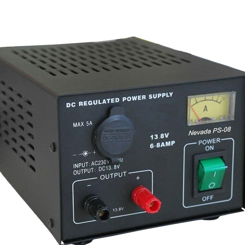 Nevada 12v CB Radio Home Power Supply 230v to 13.8v DC 6-8A Switching PS08 +Caps