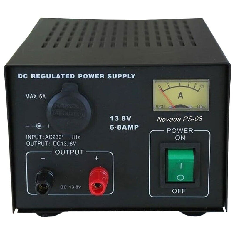Nevada 12v CB Radio Home Power Supply 230v to 13.8v DC 6-8A Switching PS08 +Caps