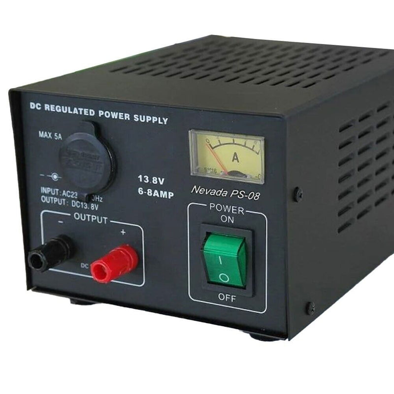 Nevada 12v CB Radio Home Power Supply 230v to 13.8v DC 6-8A Switching PS08 +Caps