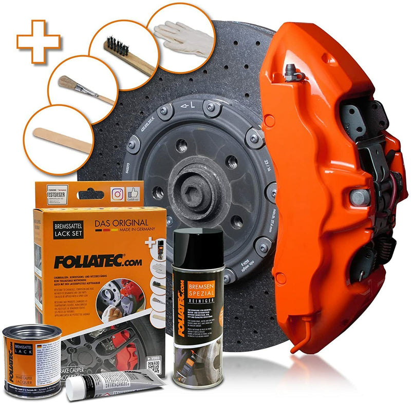Foliatec Flame Orange 2167 Car Bike Engine Brake Caliper High Temp Paint Lacquer Kit +Caps