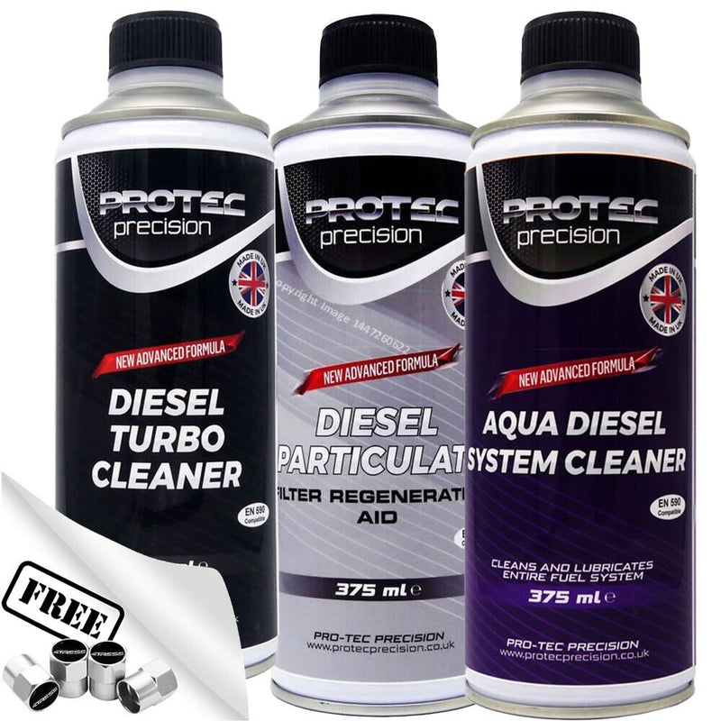 Protec Car Diesel Turbo + AQUA Fuel System + Particulate Filter DPF cleaner + Caps