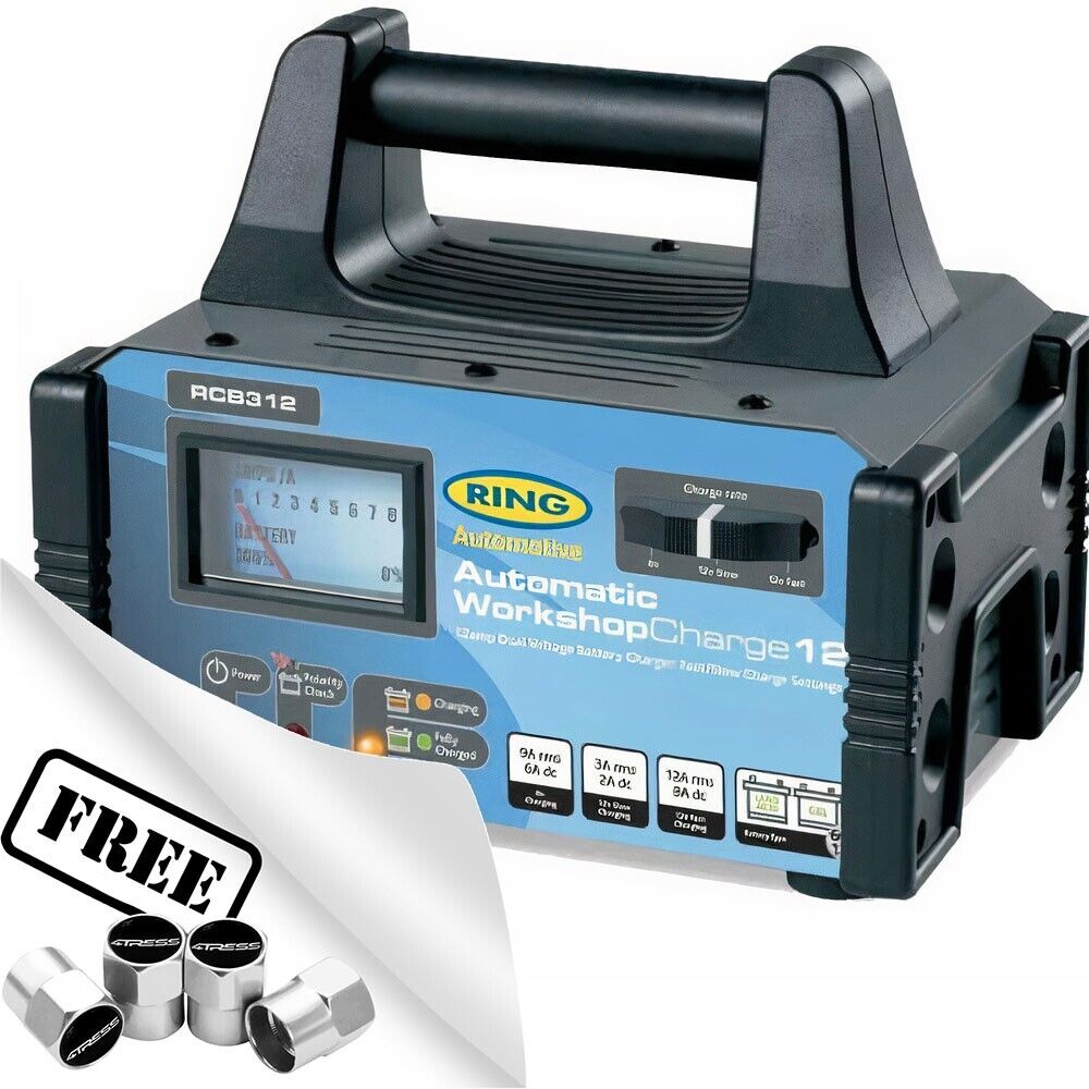 Ring RCB312 Workshop 12 Dual 6v 12v 12A 3000cc Car Automatic Fast Battery Charger +Caps