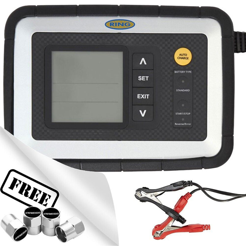 Ring RSC612 12v 12 Amp Car Van Intelligent Smart Battery Charger & Analyser Tester +Caps