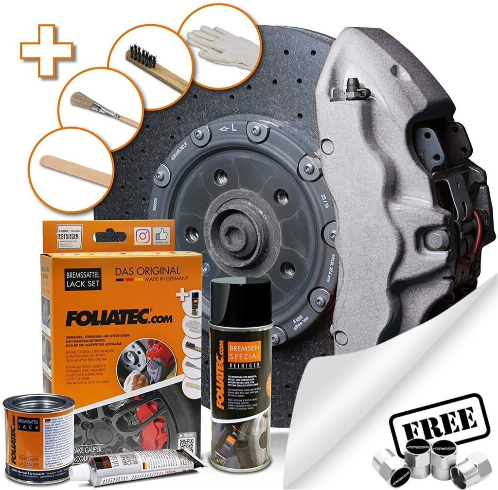 Foliatec Stratos Silver 2172 Car Bike Engine Brake Caliper High Temp Paint Lacquer Kit +Caps